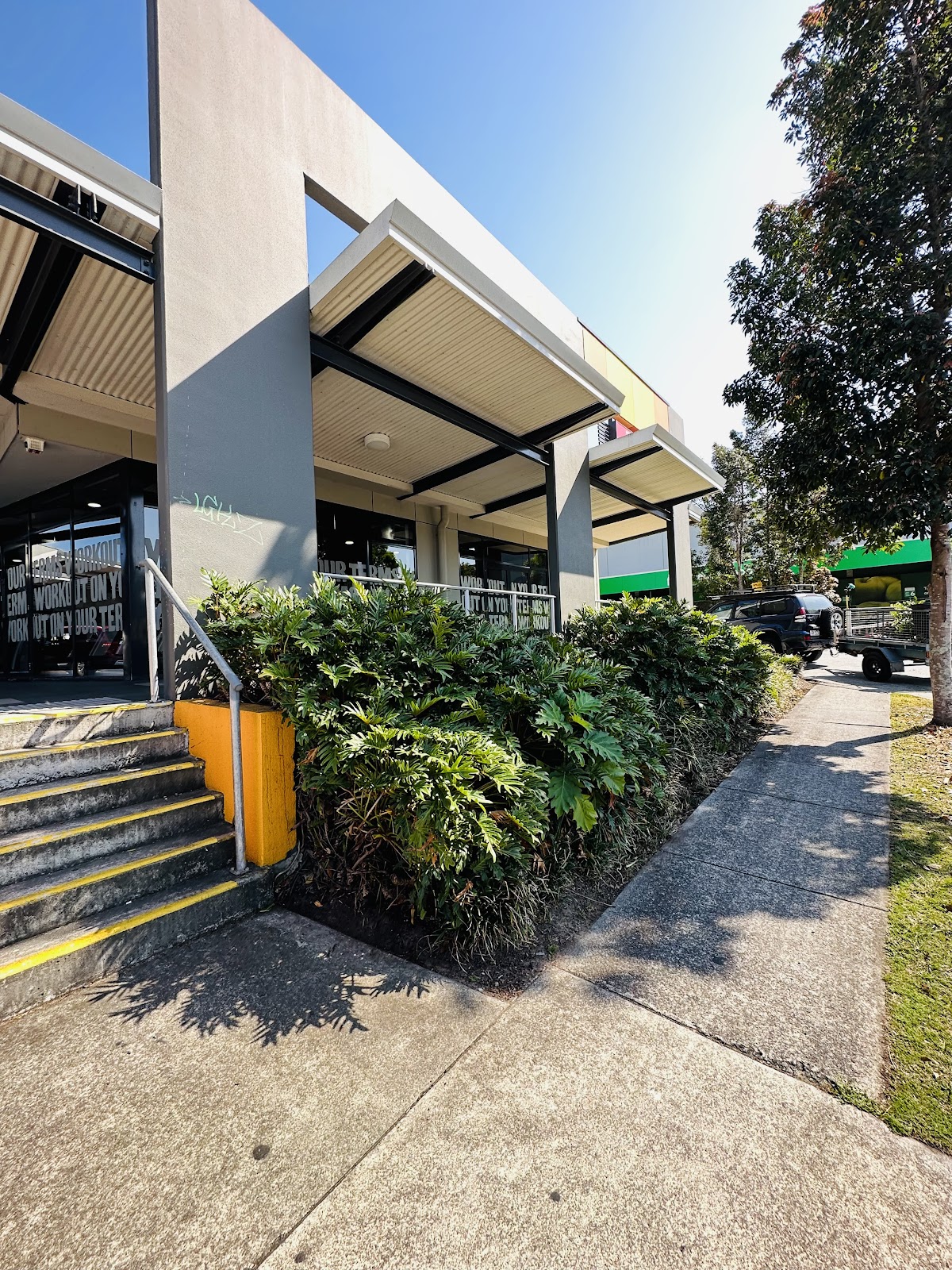 Garden beds kept neat at a shopping centre entrance